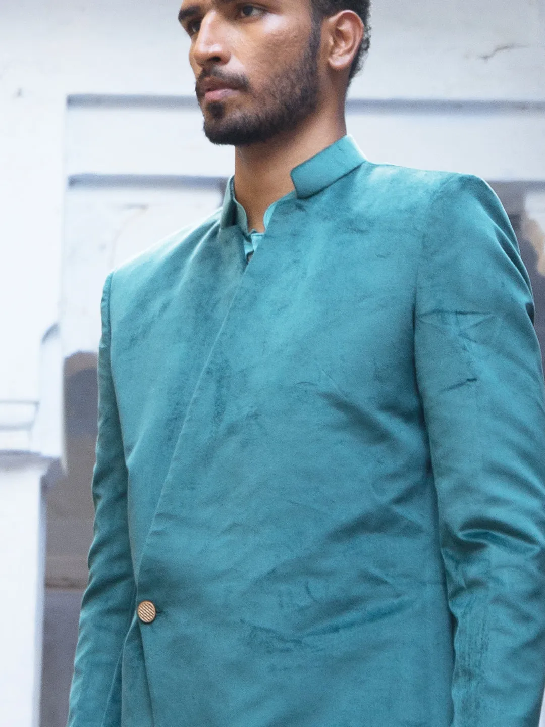 Jashvi Men's Sea Green Combo Set With Dupatta