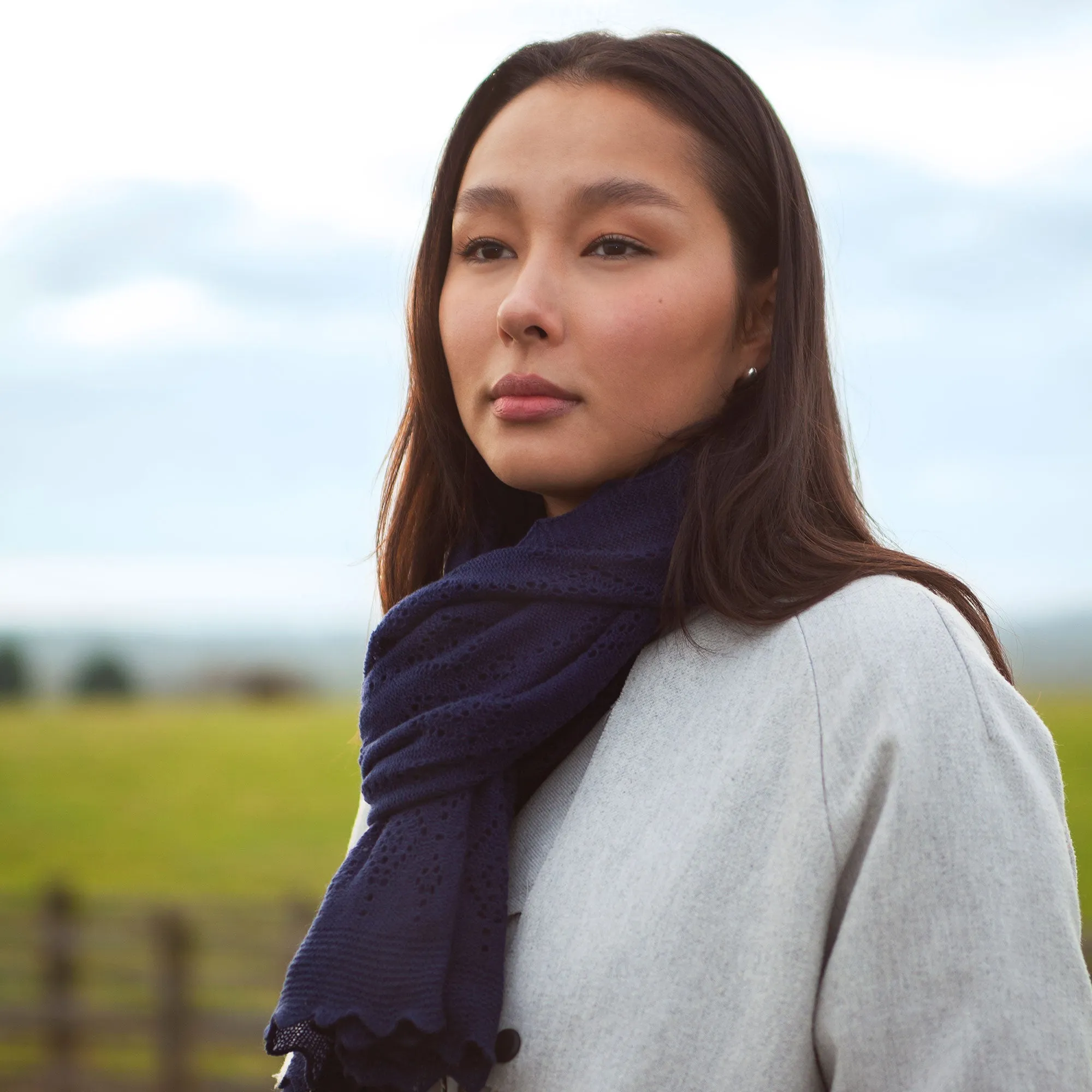 Jewel Cashmere Scarf - Navy