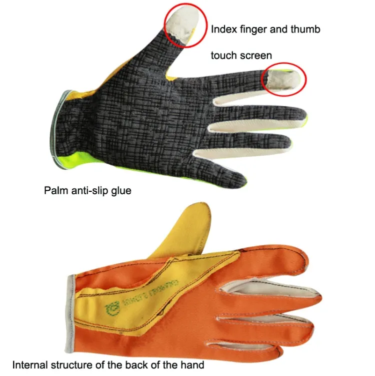 JUNGLE LEOPARD Outdoor Sports Mountaineering Full Finger Gloves Mesh Touch Screen Anti-Skid Gloves, Size: M(Orange Yellow)