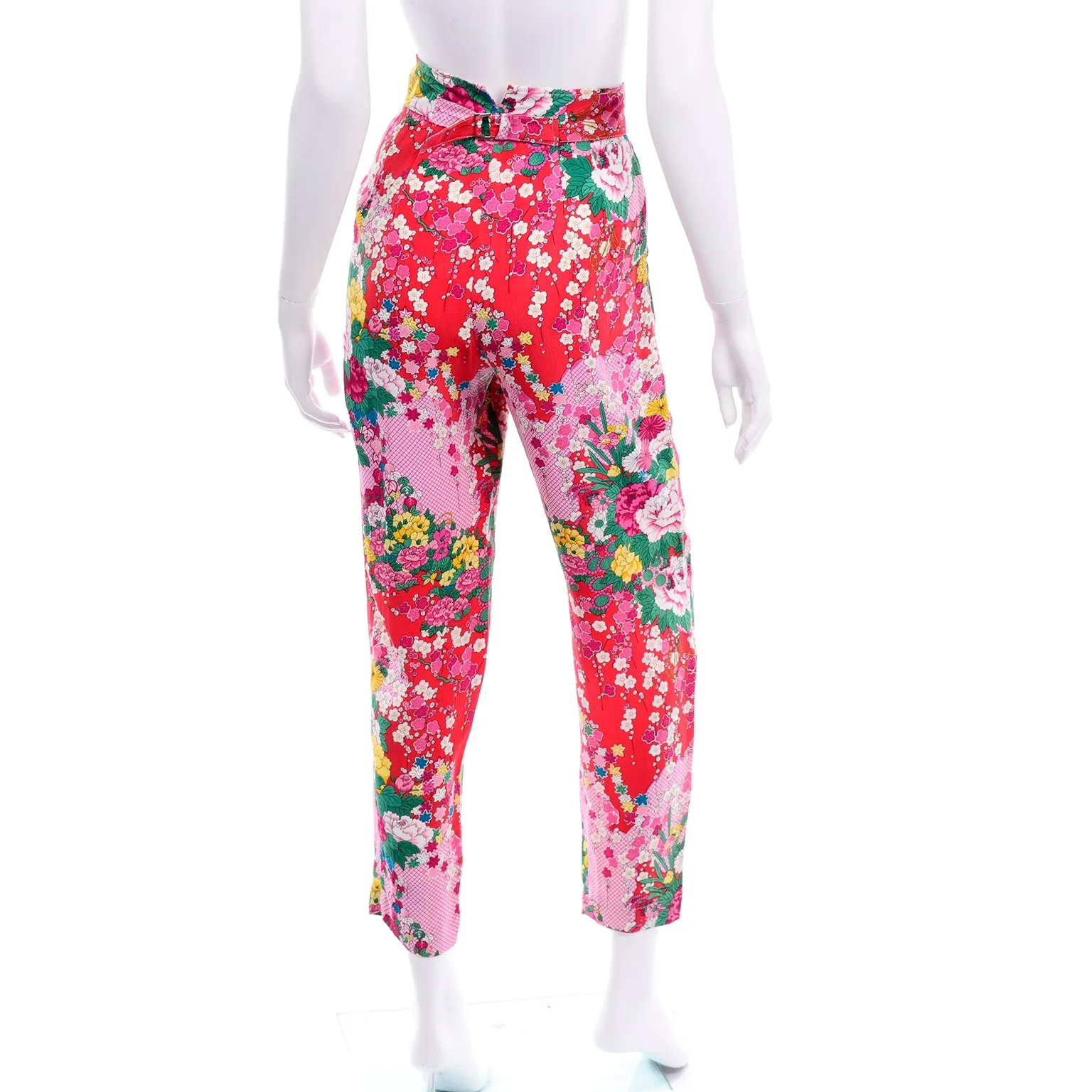 Kenzo 1980s Deadstock High Waisted Floral Pants W Original Tag