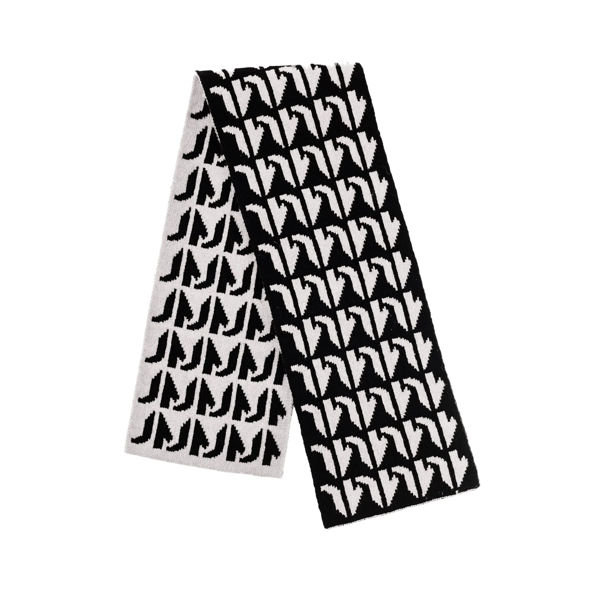 KIDS KNIT SCARF-Black/White