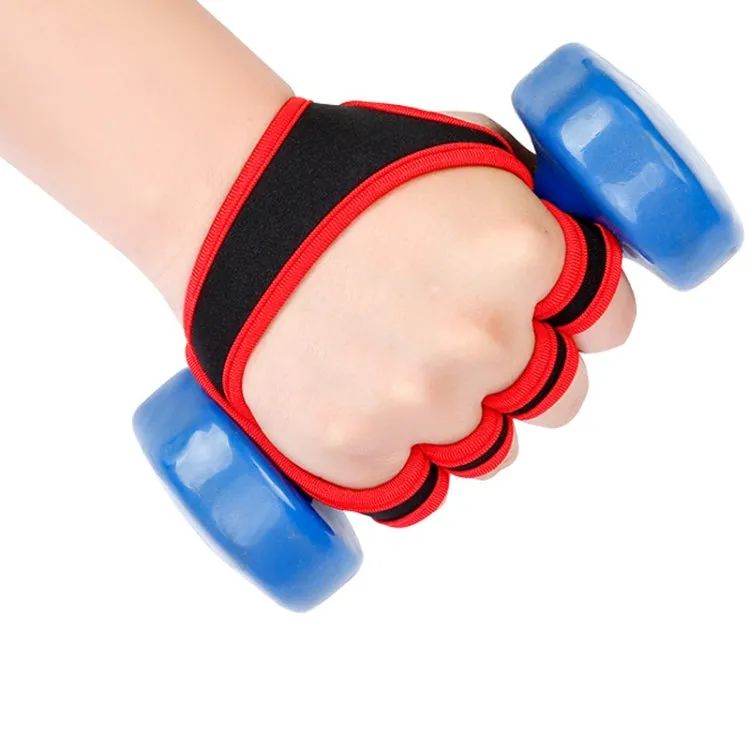 L Weightlifting Dumbbell Horizontal Bar Anti-cocoon Anti-slip Wrist Fitness Gloves(Red)