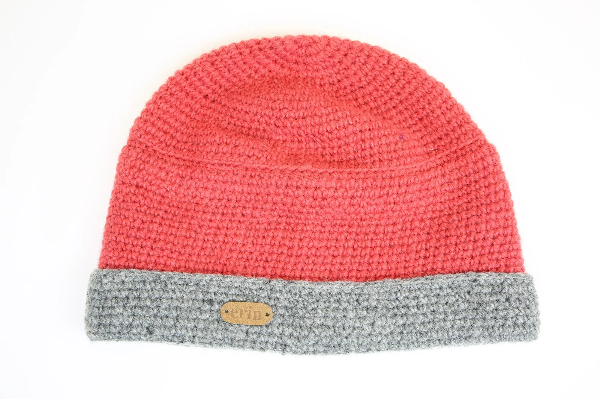 Ladies Crochet Turnup Hat - Raspberry