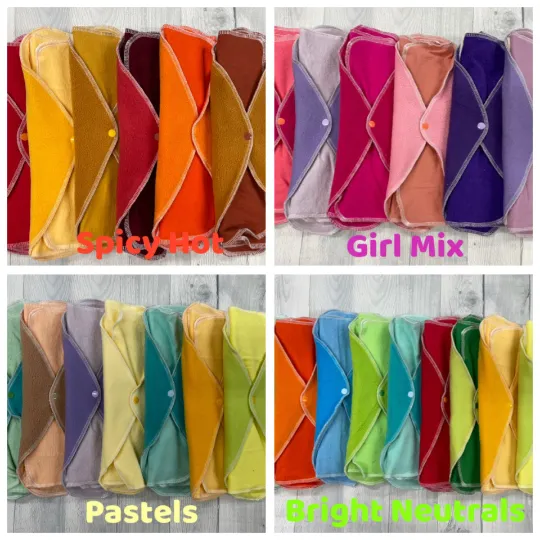 LadyWear Quick-Dry cloth menstrual pads - Heavy/Overnight/Post Partum Flow - COTTON FLANNEL SOLIDS