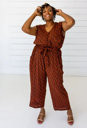 Leopard Sleeveless Jumpsuit in Sienna   Black