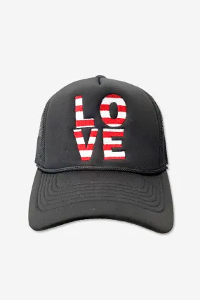 Little Kid's Trucker Hat - Black Love Flag