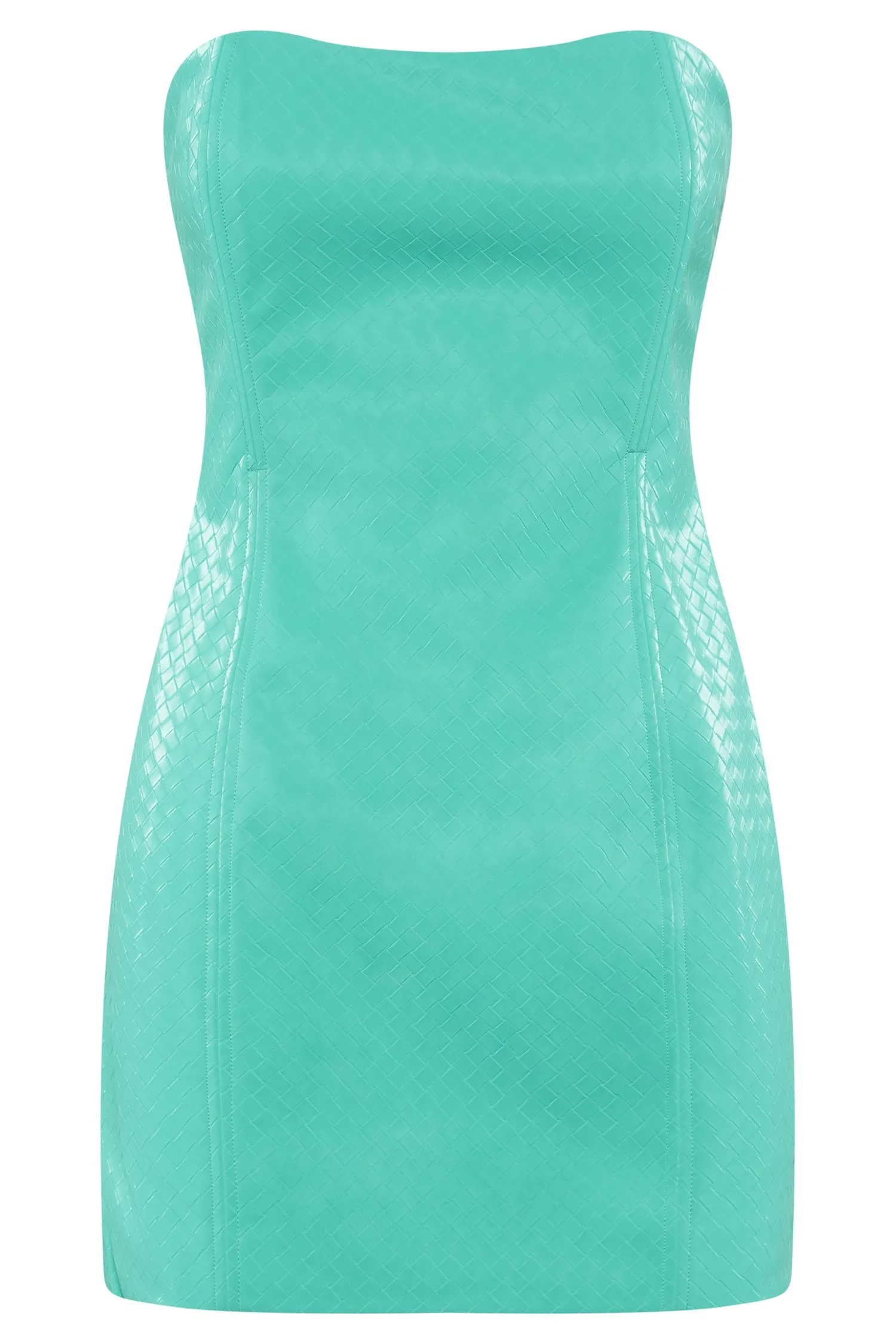 Lizzie Crosshatch Faux Leather Mini Dress - Mint