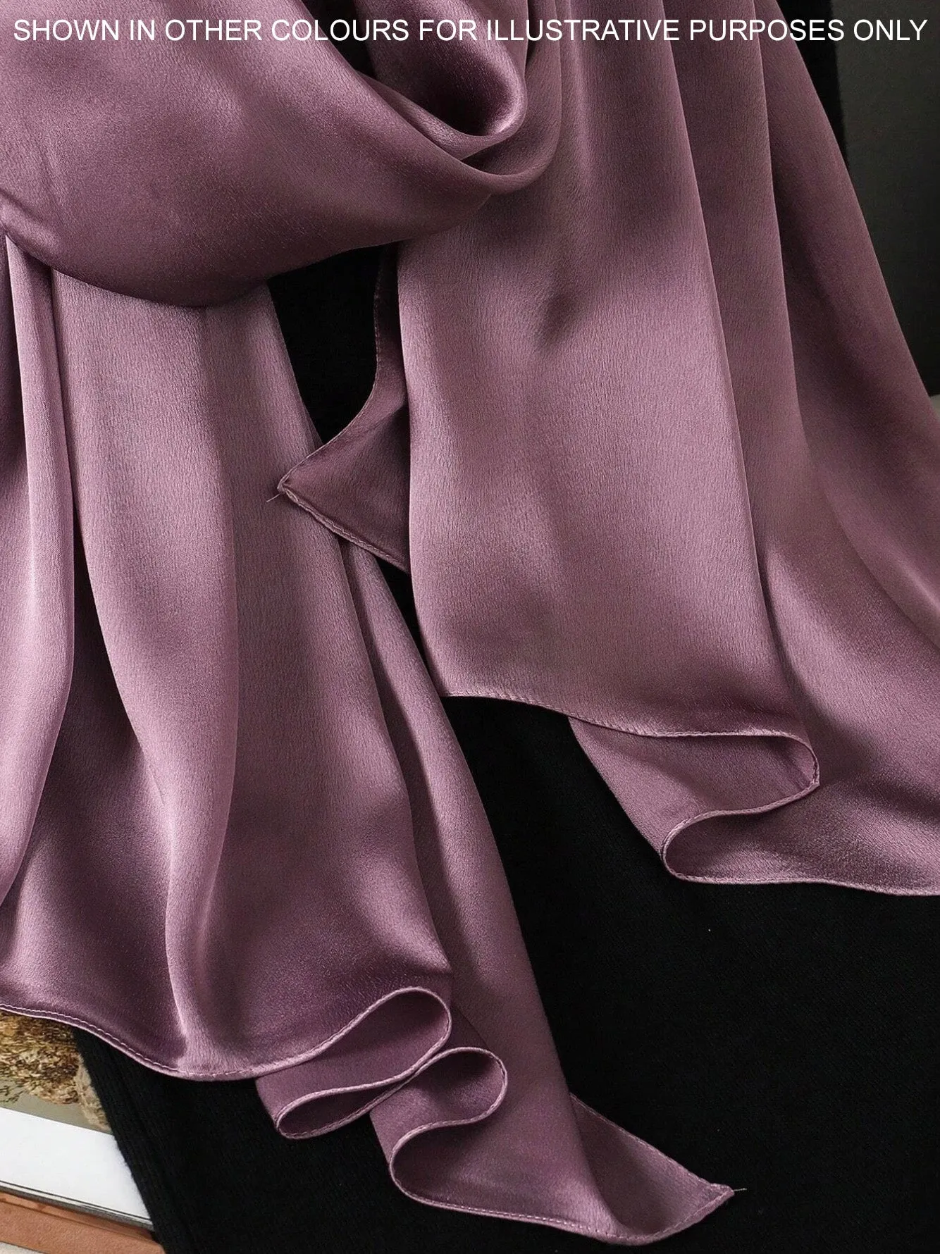 LONG PLAIN BURGUNDY SATIN SCARF SHAWL WRAP