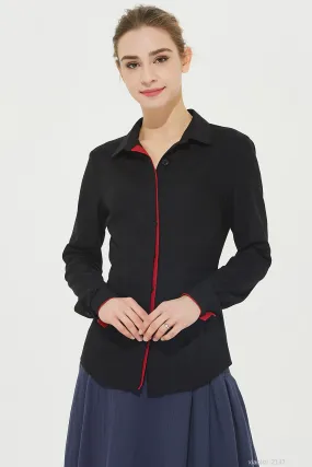 long sleeves black linen shirt, buttoned shirt 2137#