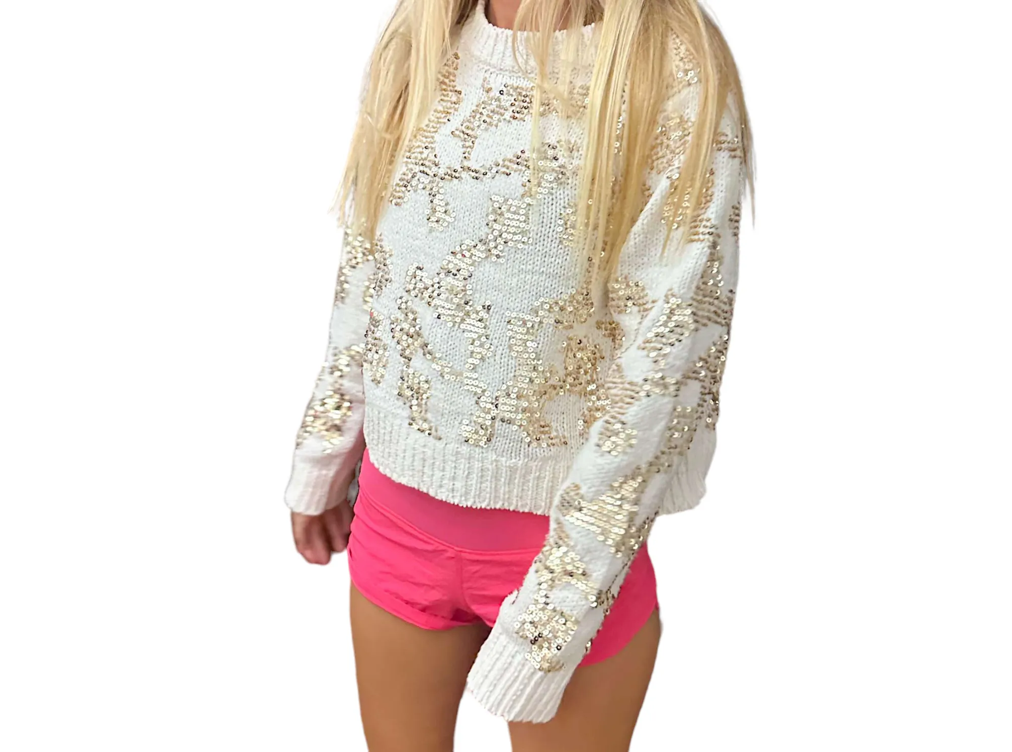 Lustrous Gold & Ivory Sequin Sweater