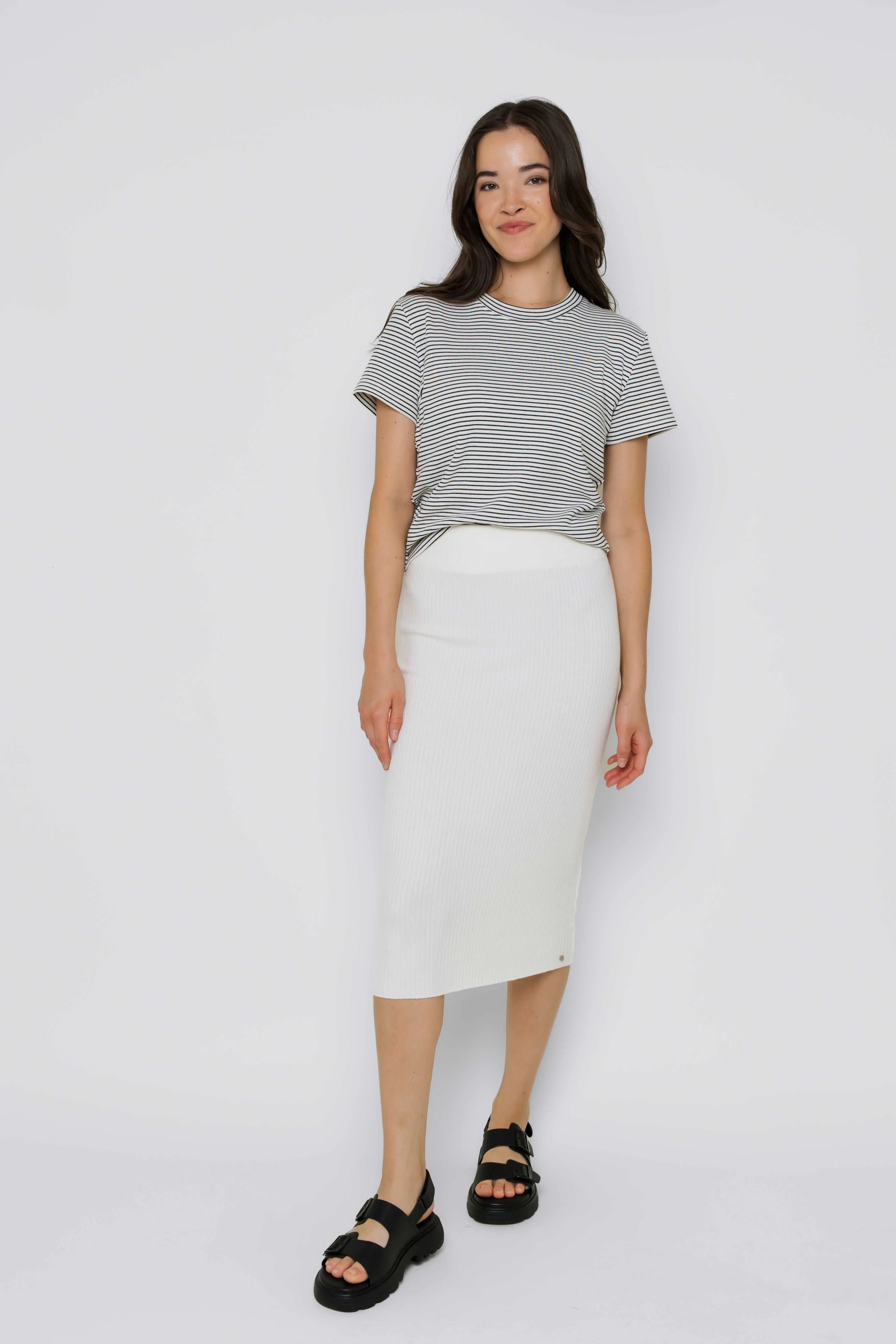 Lynne-Rib Knit Midi Skirt