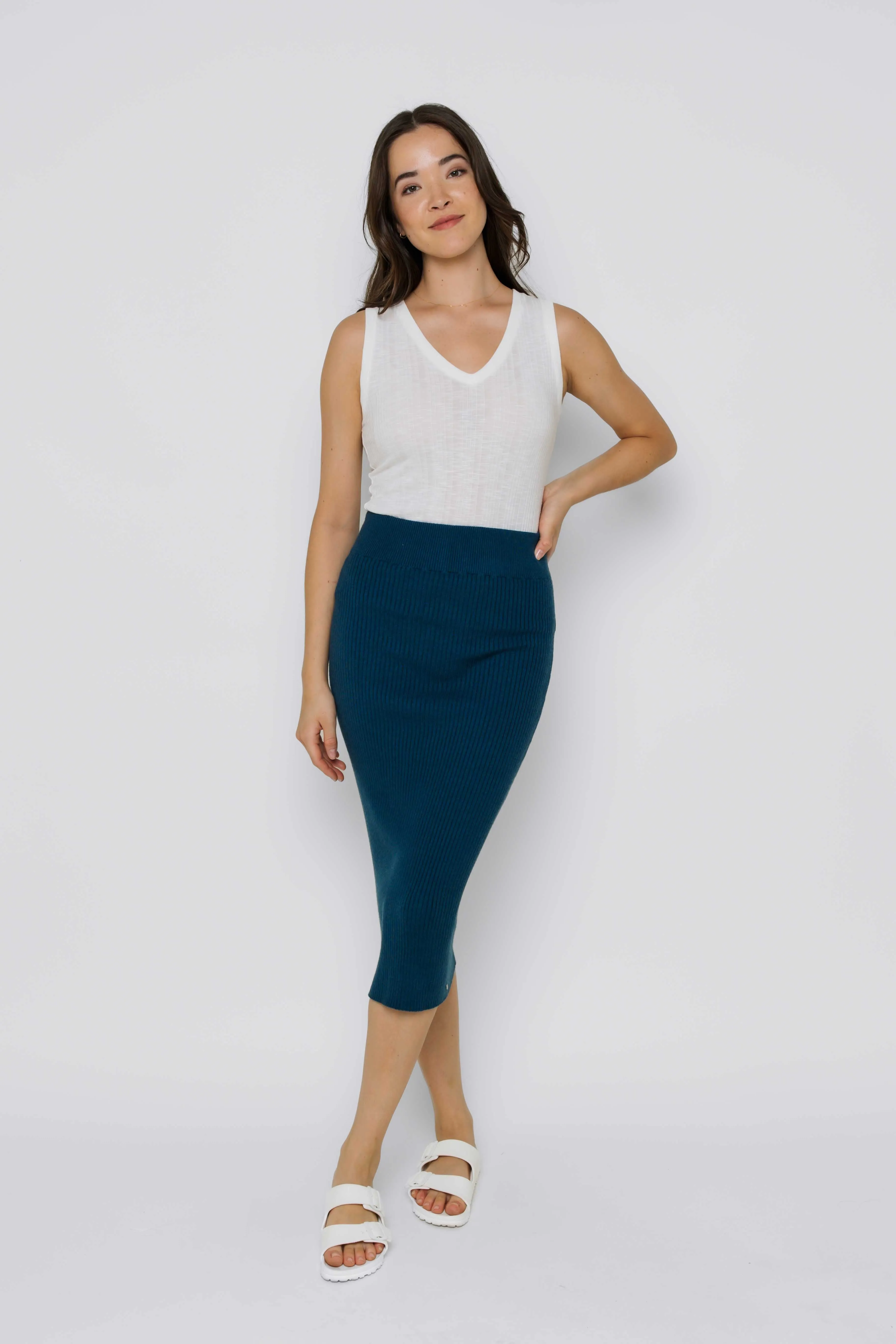 Lynne-Rib Knit Midi Skirt