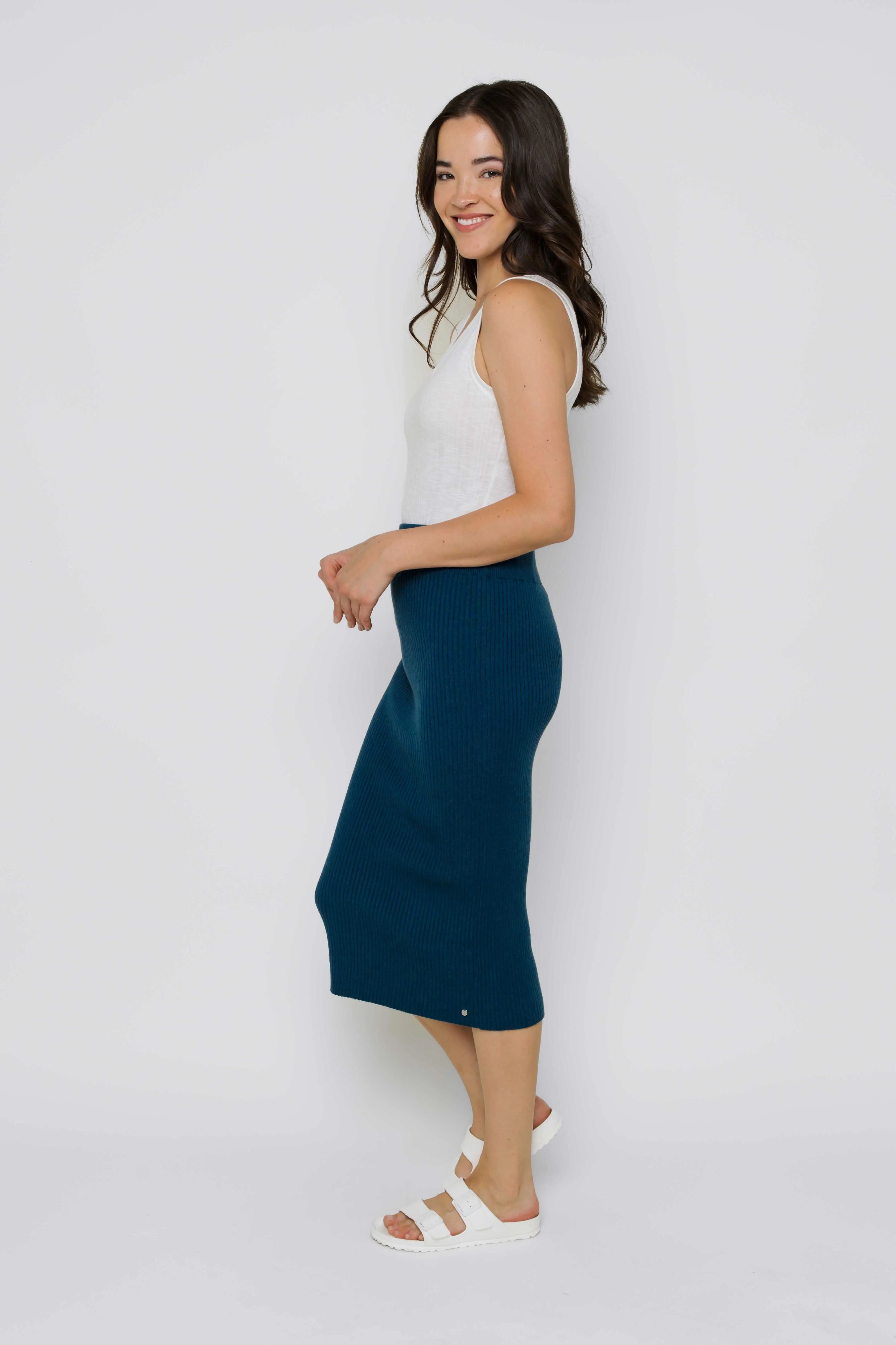 Lynne-Rib Knit Midi Skirt