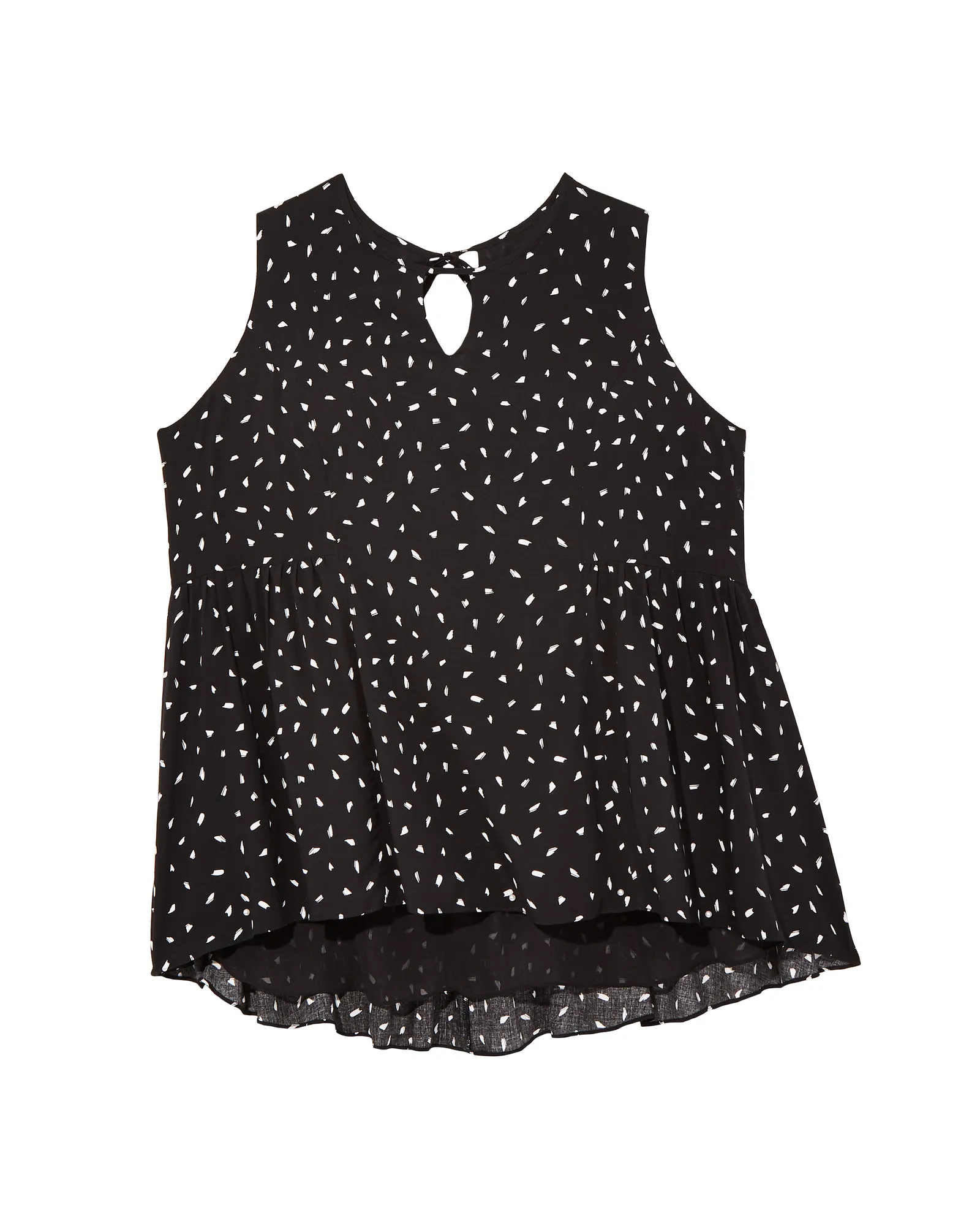 Maddy Keyhole Sleeveless Blouse | Black / White