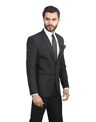 MANQ Men's Slim Fit Single Breasted Blazer (BL-101-36_Black_36)