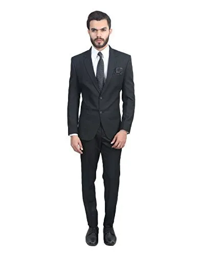 MANQ Men's Slim Fit Single Breasted Blazer (BL-101-36_Black_36)