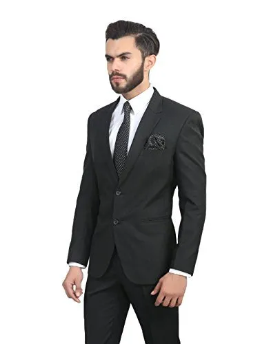 MANQ Men's Slim Fit Single Breasted Blazer (BL-101-36_Black_36)