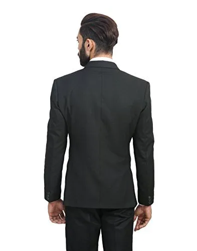 MANQ Men's Slim Fit Single Breasted Blazer (BL-101-36_Black_36)