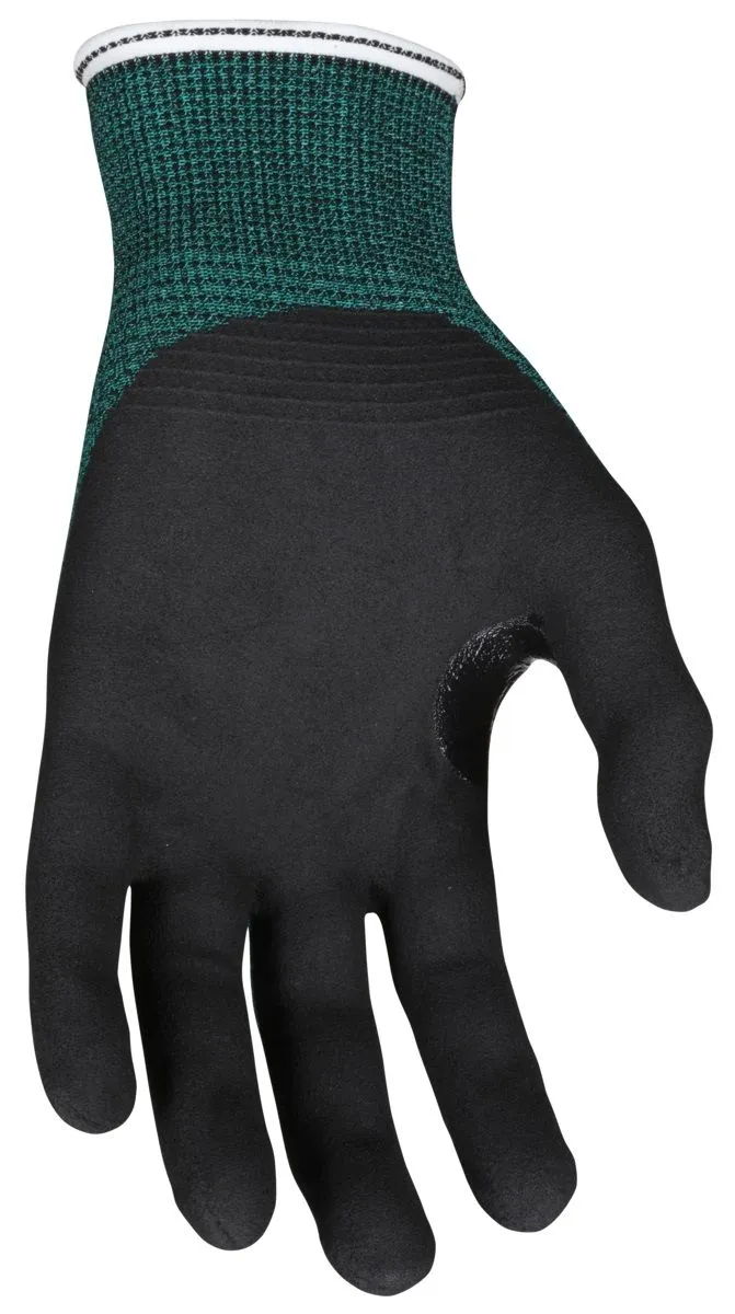 MCR Safety Cut Pro 96782 18 Gauge Hypermax Shell, Nitrile Foam Coated Work Gloves, Green, 1 Pair