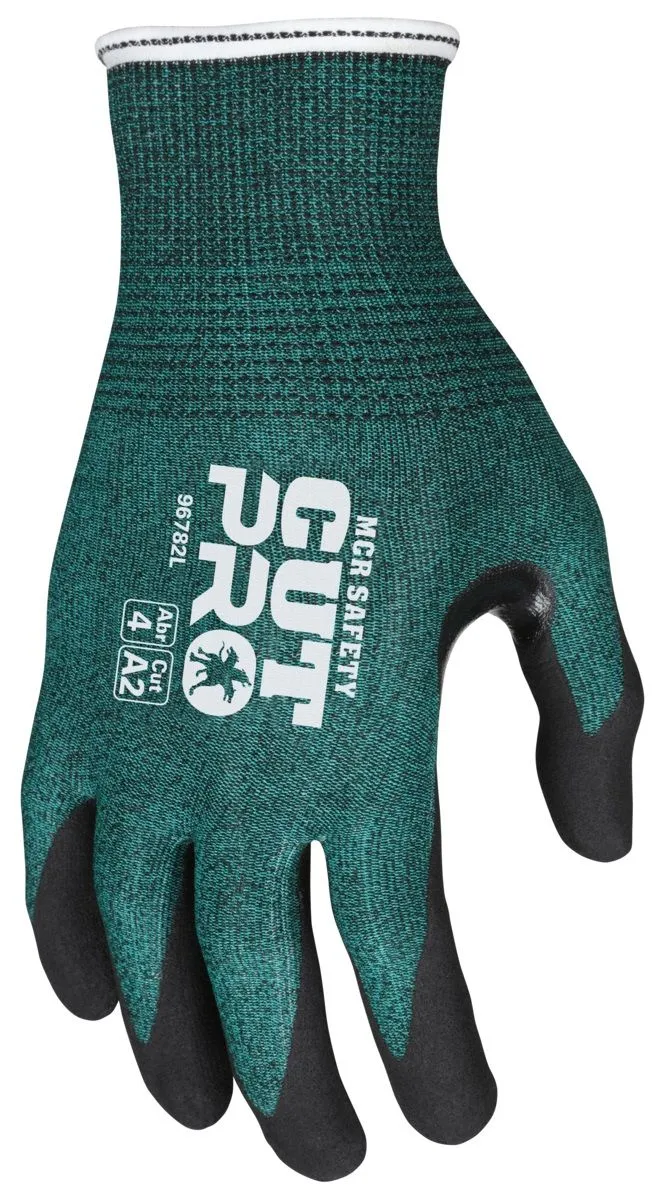 MCR Safety Cut Pro 96782 18 Gauge Hypermax Shell, Nitrile Foam Coated Work Gloves, Green, 1 Pair