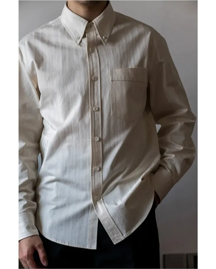 Men's Button Down HBT Shirt Pointed Collar