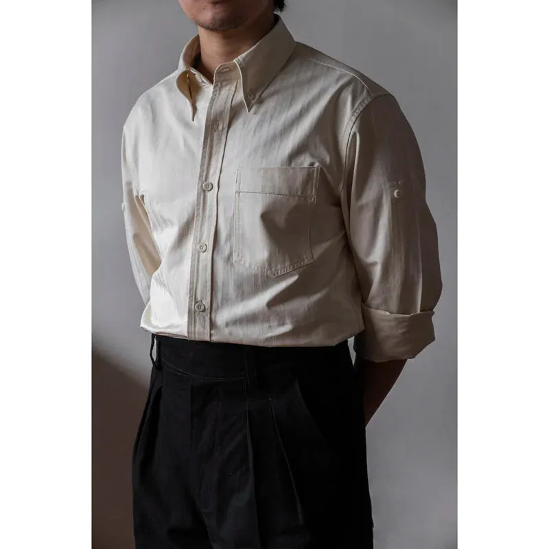 Men's Button Down HBT Shirt Pointed Collar