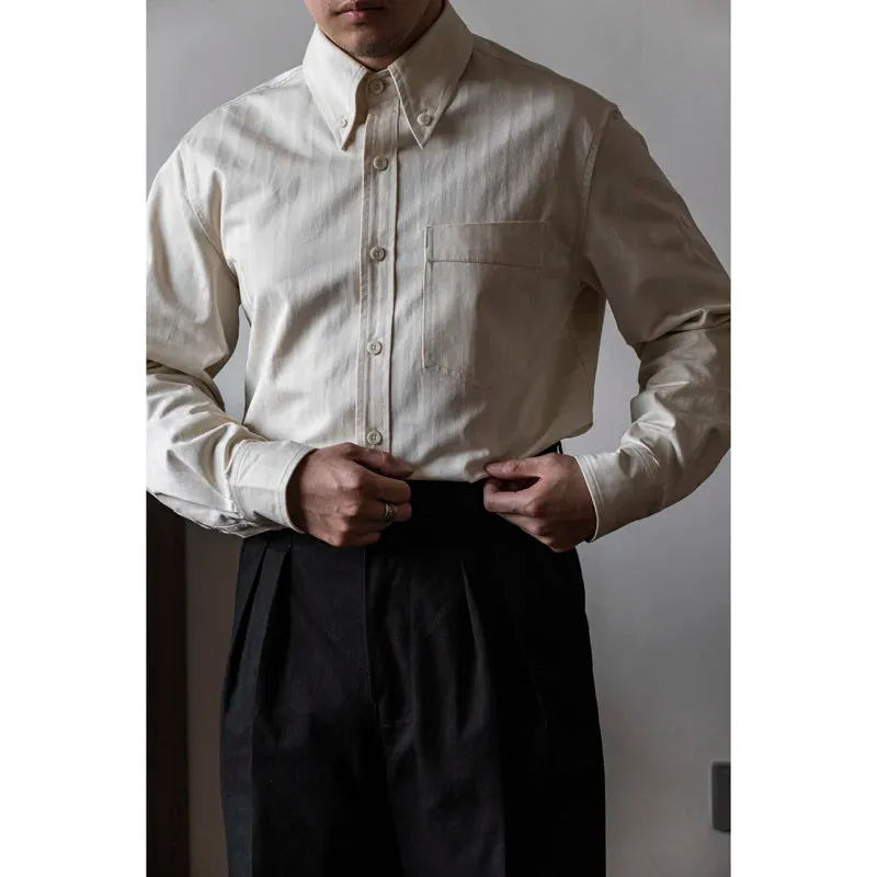 Men's Button Down HBT Shirt Pointed Collar