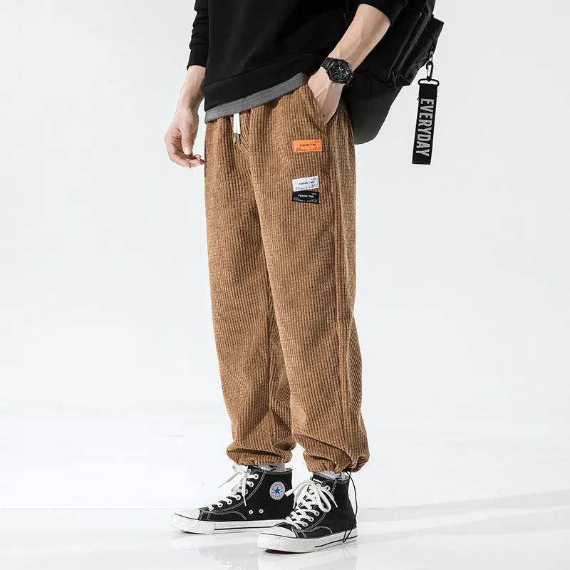 Mens Corduroy Pants Spring and Autumn Men's Casual Pants Corduroy Ankle-Length Pants Loose Track Pants