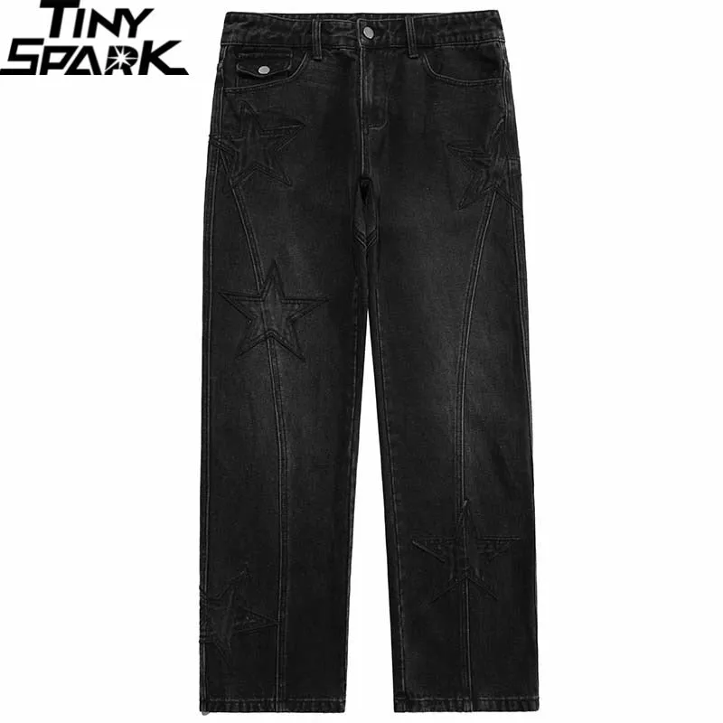 Men's Denim Pants with Embroidery Stars