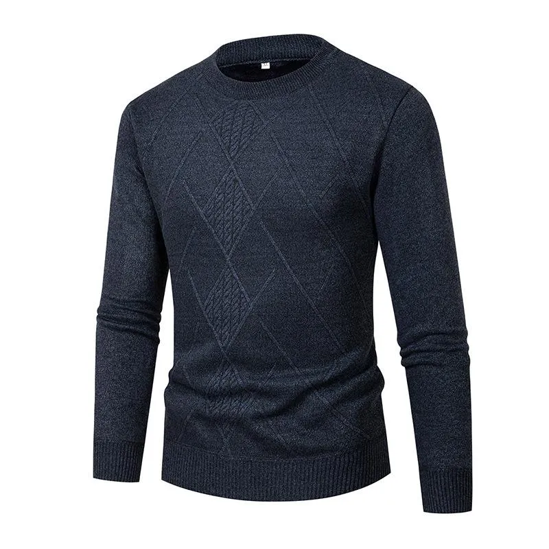 Men's Rhombus Round Neck Solid Color Sweater 00710908YM