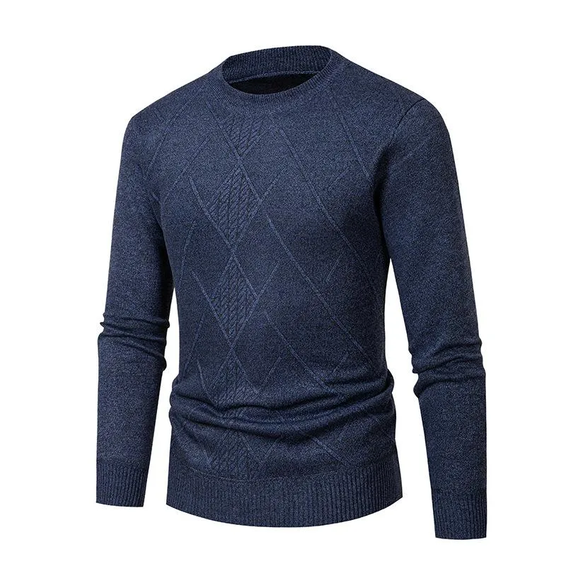 Men's Rhombus Round Neck Solid Color Sweater 00710908YM