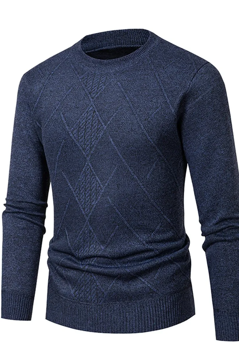 Men's Rhombus Round Neck Solid Color Sweater 00710908YM