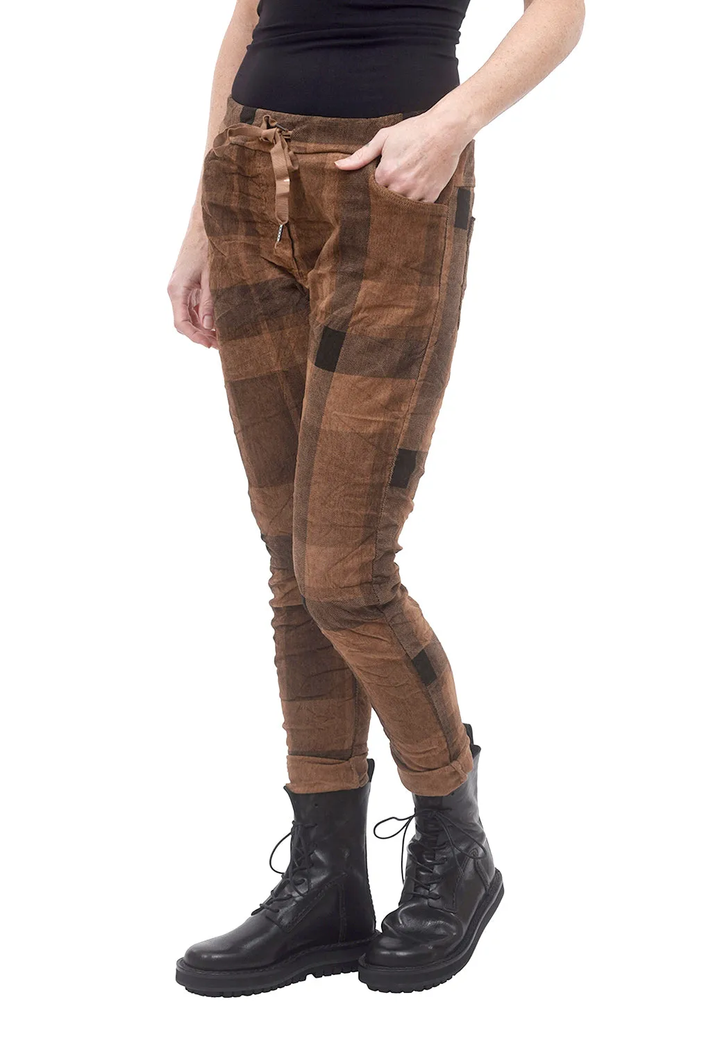 Micro-Corduroy Plaid Jogger, Brown