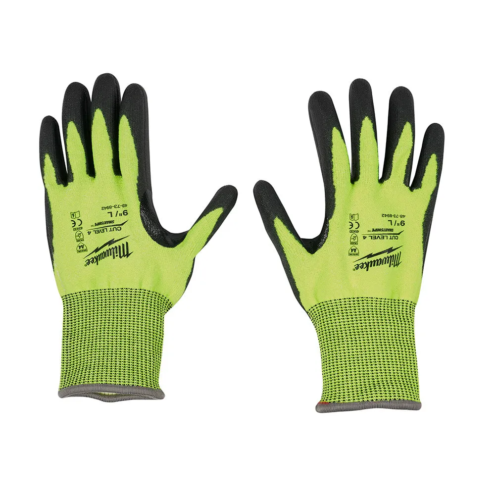 Milwaukee 48-73-8943 High Visibility Cut Level 4 Polyurethane Dipped Safety Gloves - X-Large