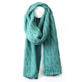 Mint Recycled Polyester Blend Cable Knit Scarf