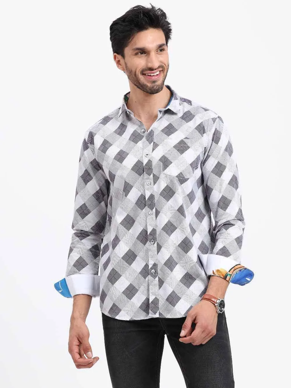 Monochrome Fun Printed Full Sleeve Shirt