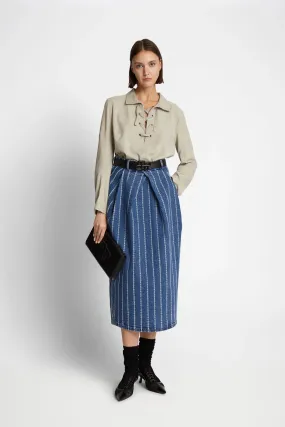 Munthe Faith Denim Pinstripe Skirt - Denim