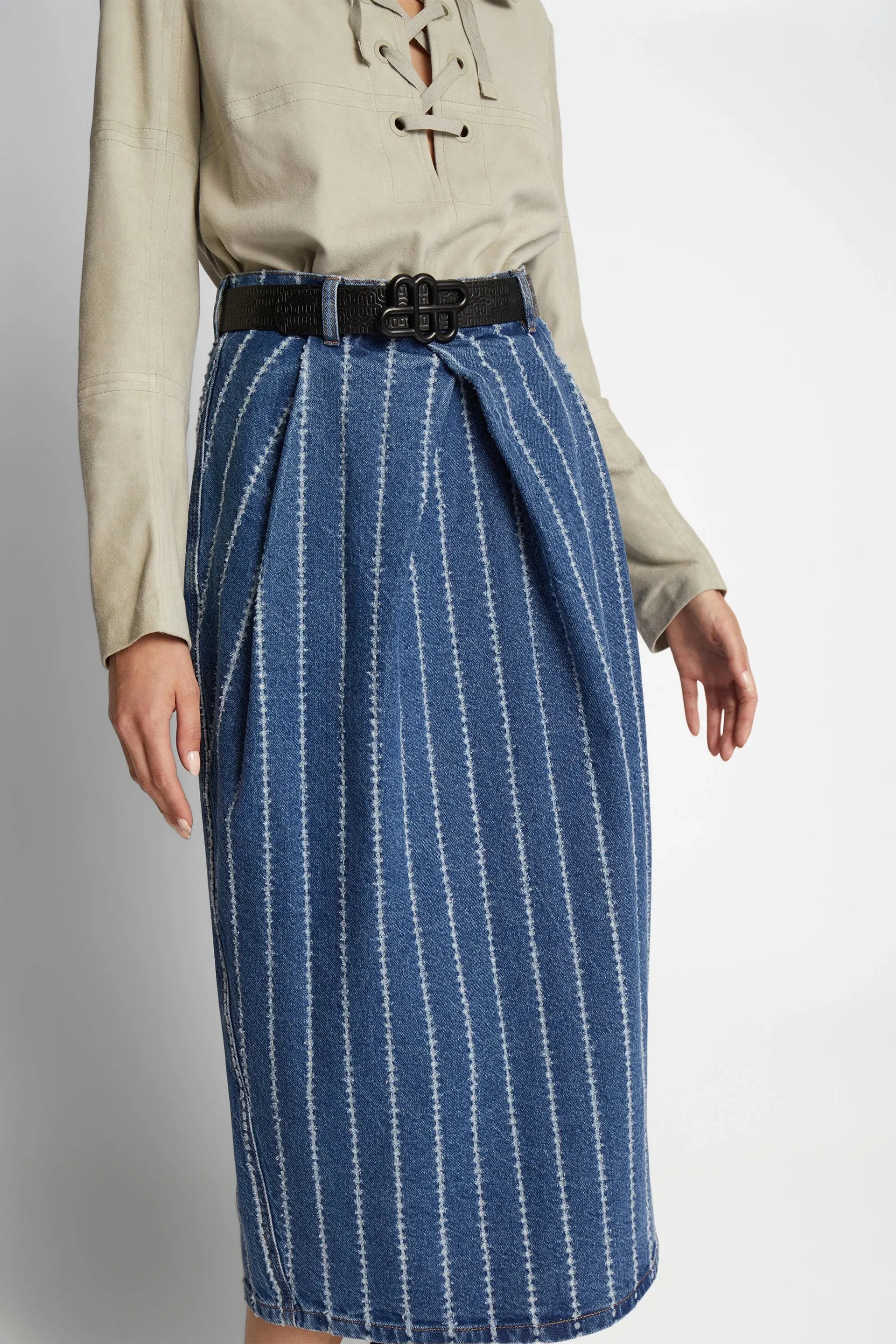 Munthe Faith Denim Pinstripe Skirt - Denim