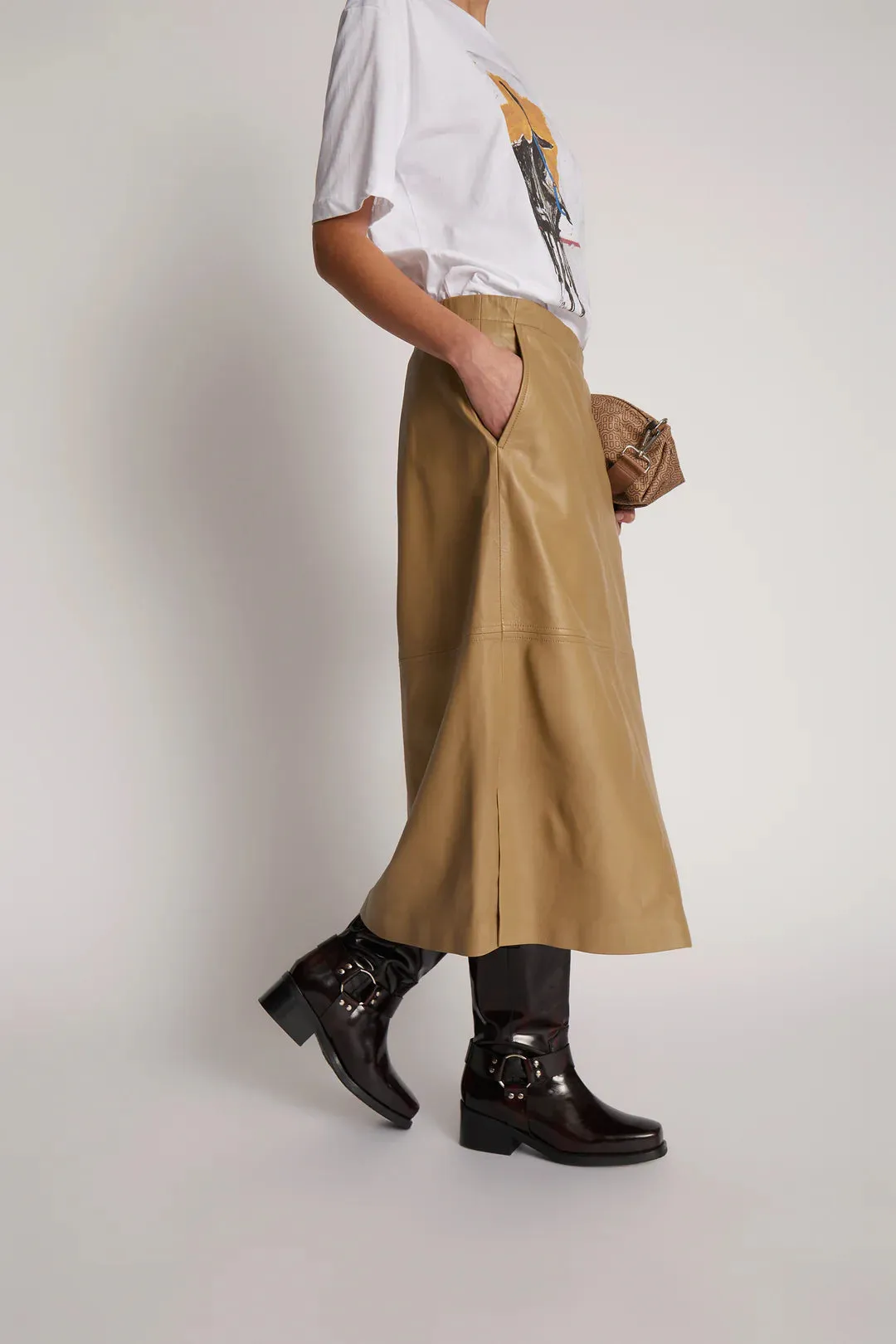 MUNTHE Jaggedy Lambs Leather Skirt