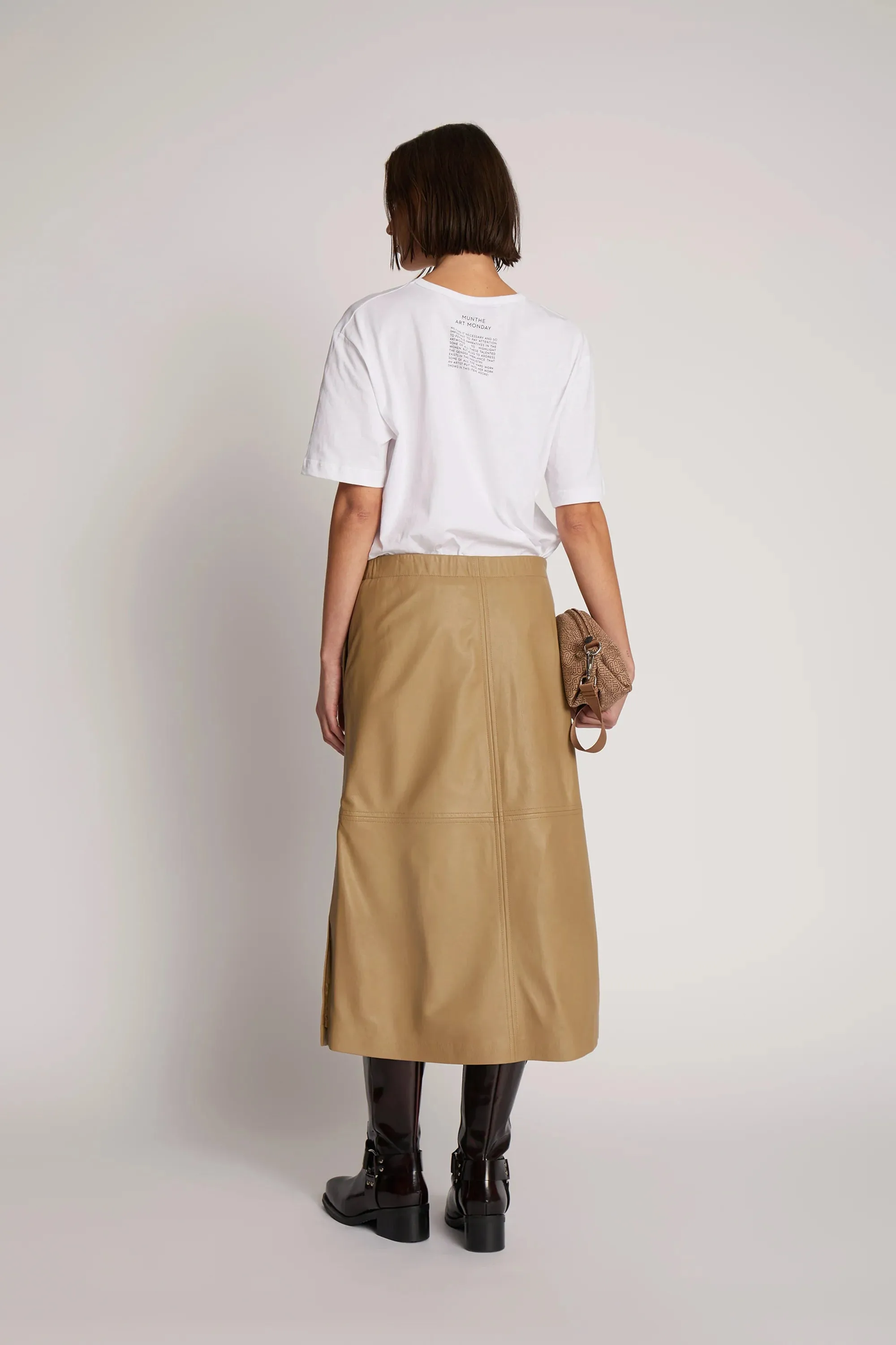 MUNTHE Jaggedy Lambs Leather Skirt