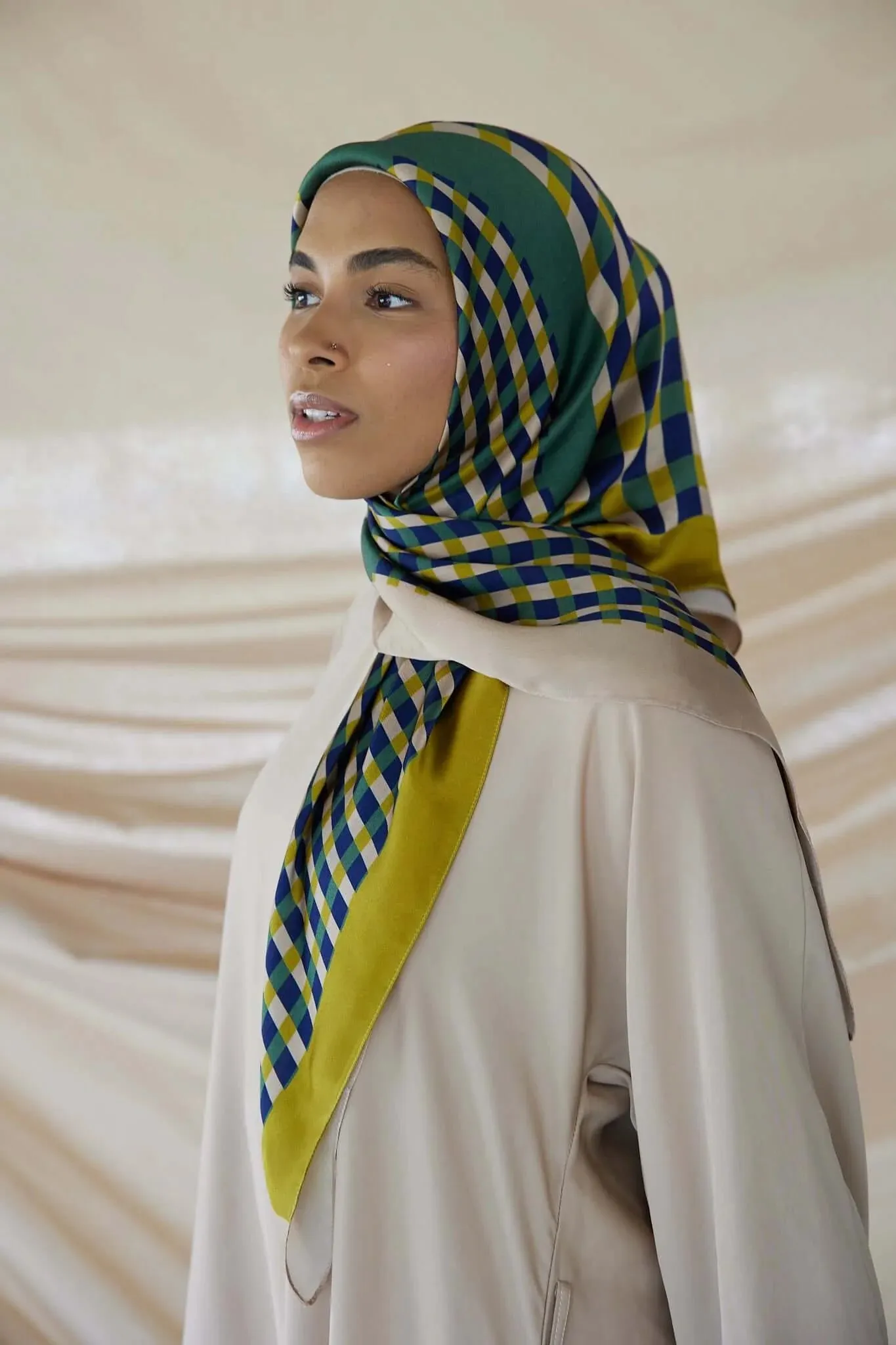 MY072 Green and yellow plaid  hijab  hijab/tudung  printed hijab  printed scarf