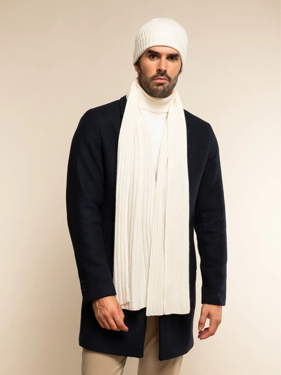 Napoli (cream) - 100% cashmere ribbed scarf (unisex)