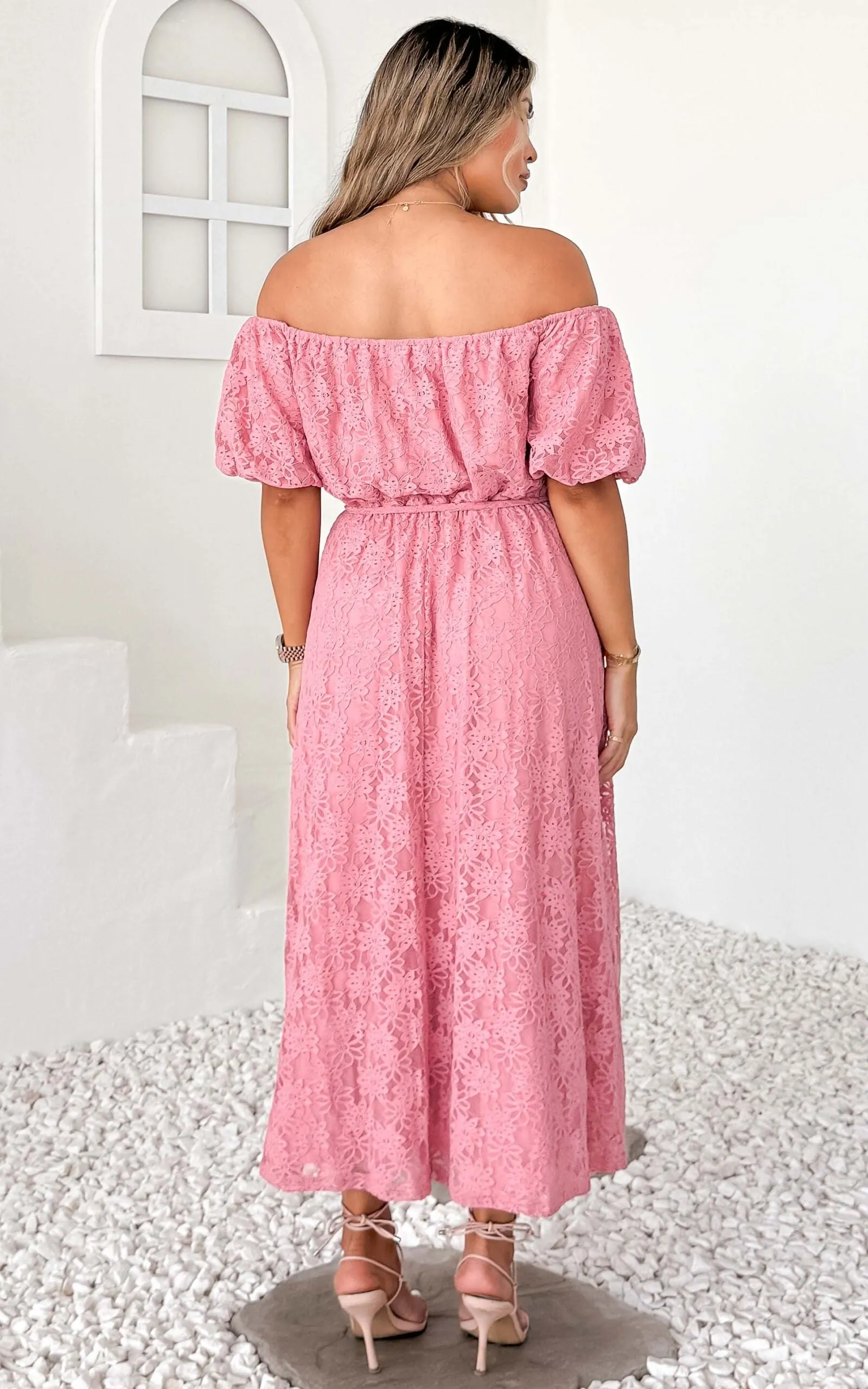 Nara Midi Dress - Rose Pink Lace