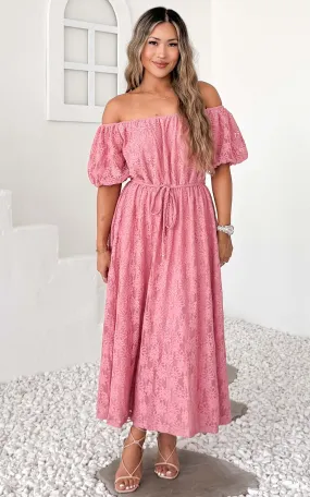 Nara Midi Dress - Rose Pink Lace