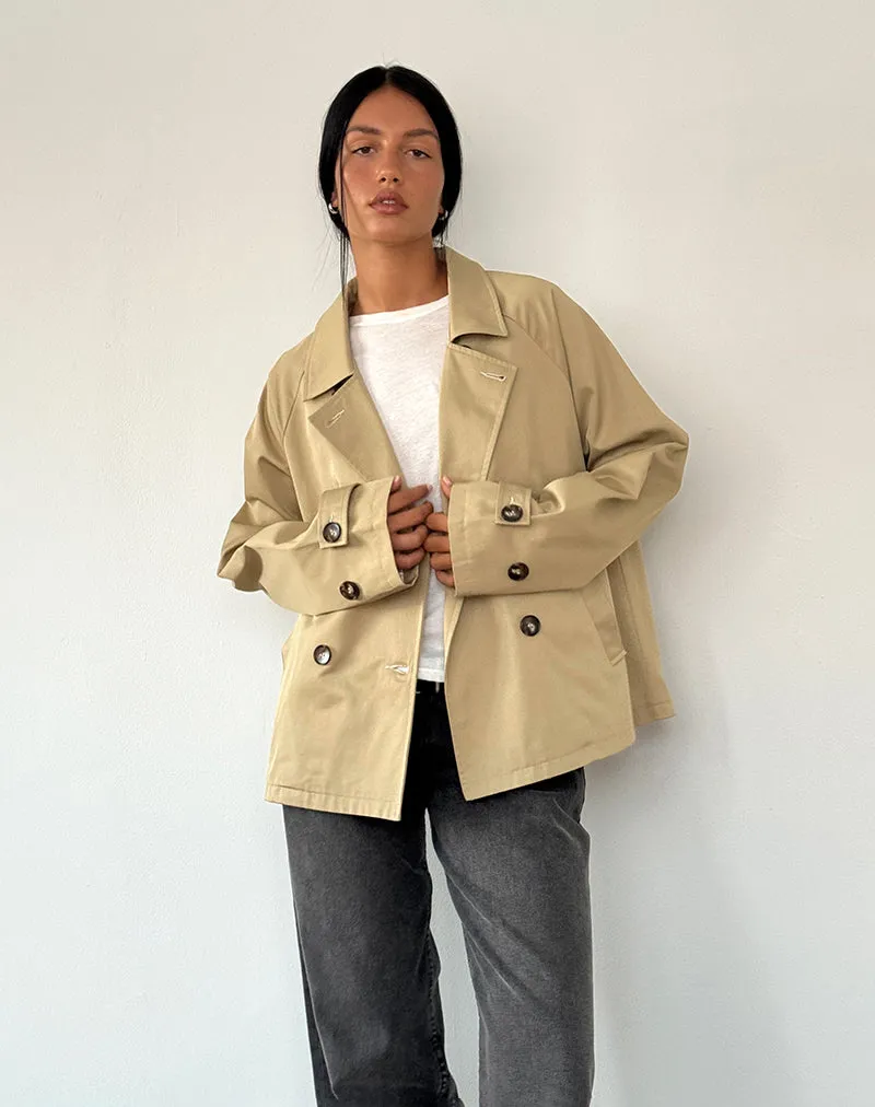 Narto Boxy Trench Jacket in Tan