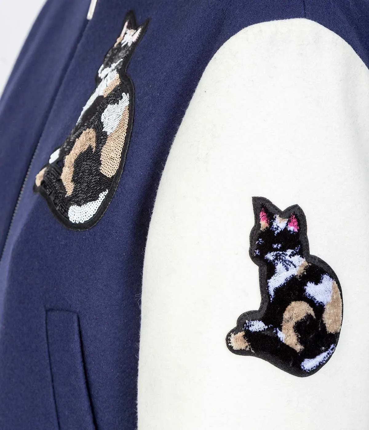 Navy Cat Appliqué Bomber Jacket (Sold out)