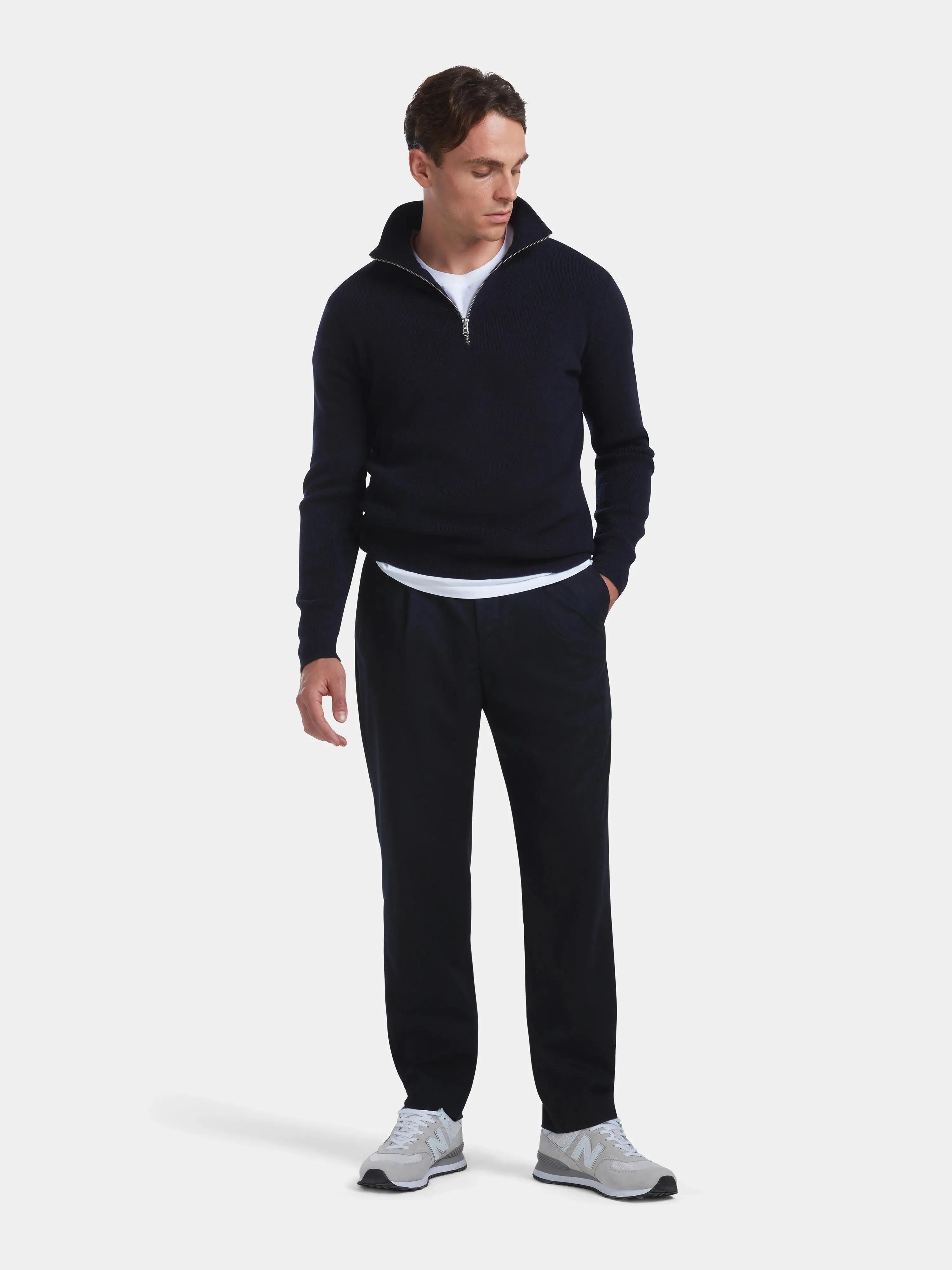 Navy Merino Half Zip Jumper