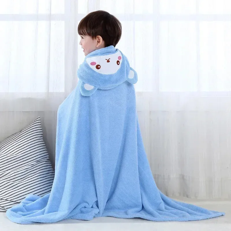 New Hot-selling Children's Bath Towel Poncho Quick-drying Coral Velvet Bathrobe Hooded Baby Hooded Bath Towel