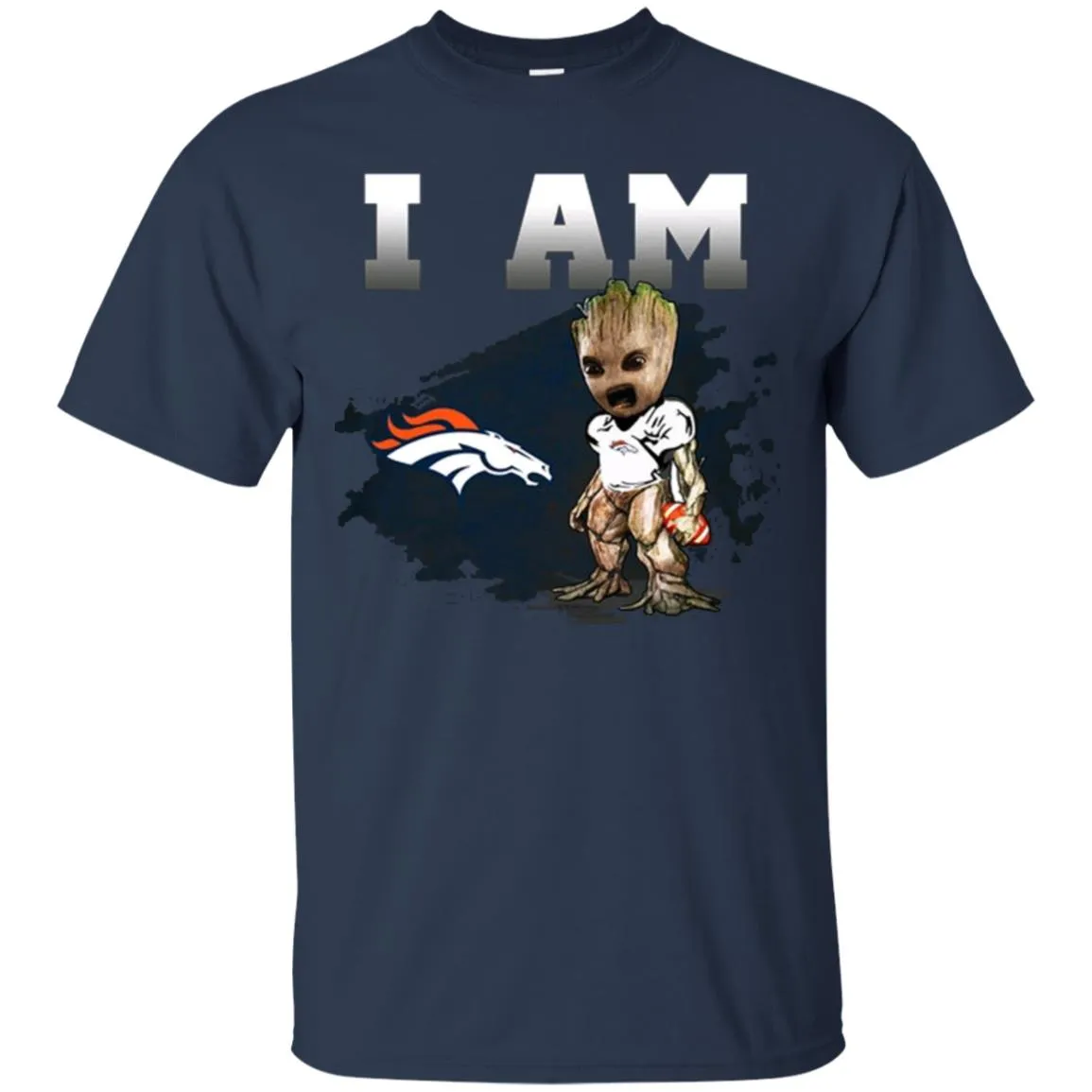 Nfl Denver Broncos I Am Groot T-shirt Men Cotton T-Shirt