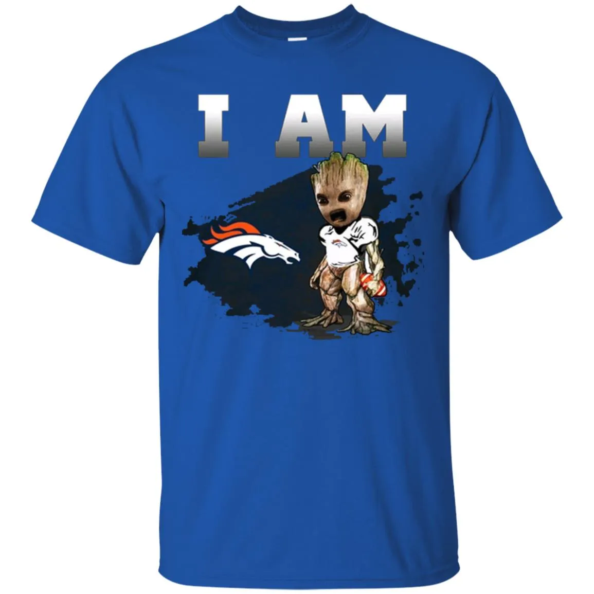 Nfl Denver Broncos I Am Groot T-shirt Men Cotton T-Shirt